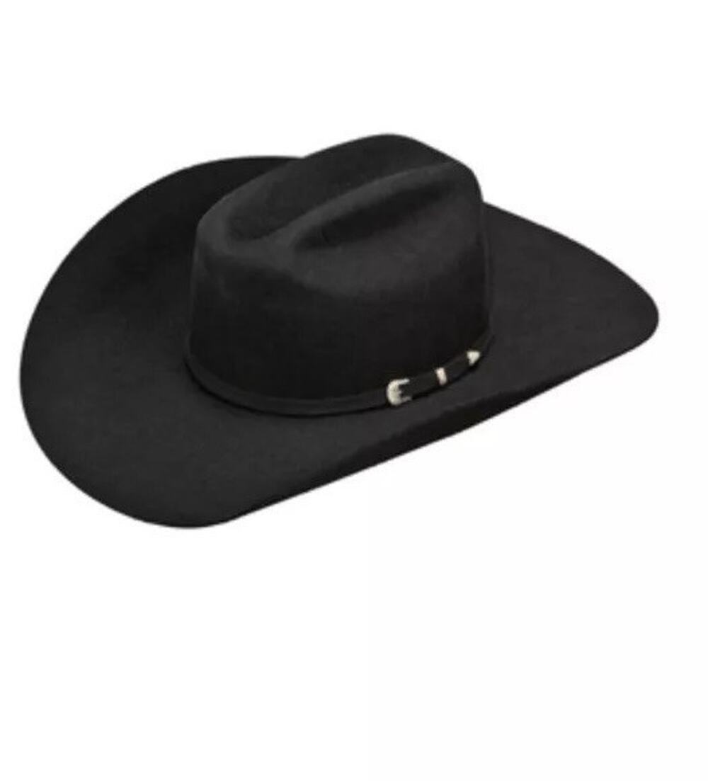 Ariat Mens Wool Double SS Brim & Crown 3 Piece Buckle Band Western Hat Size 7